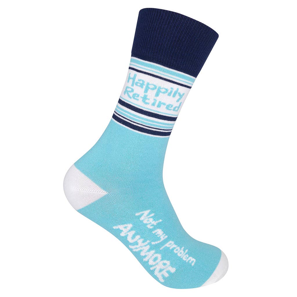 Happily Retired - Not My Problem Anymore Socks | Funny Socks - HER Home Design Boutique